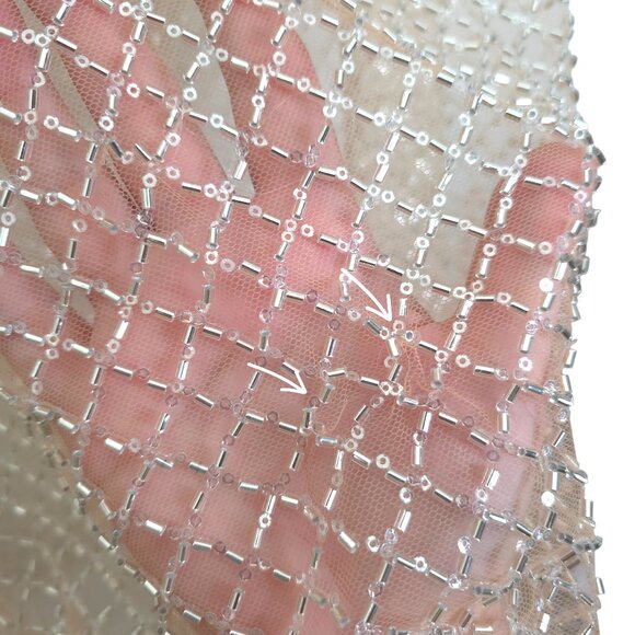 Delfi Collective Gemma Maxi Dress Ivory Strapless Netted Beaded Sequin Size XL - Picture 11 of 16